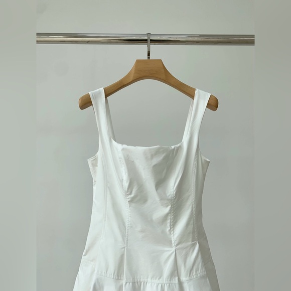 NWOT SIMKHAI Juni Bubble-Hem Cotton-Blend Corset Mini Dress white - Picture 10 of 14